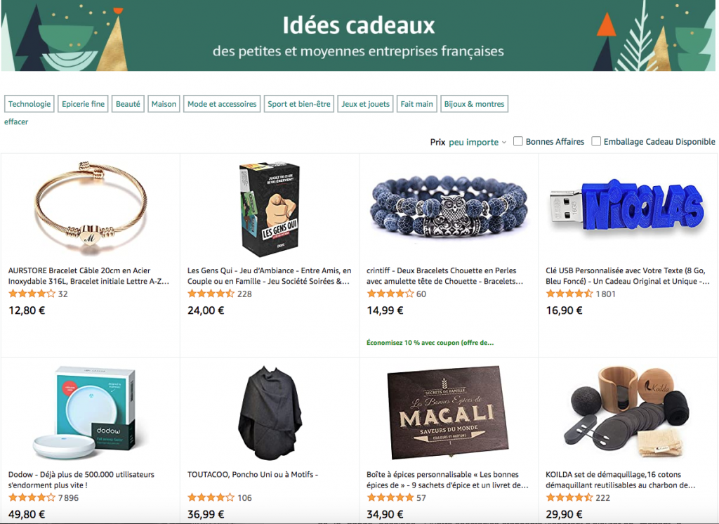 boutiques françaises sur Amazon